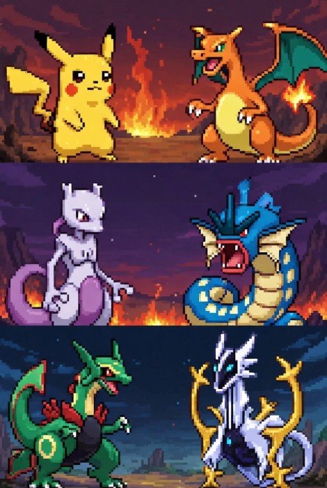 3 different tripple pokemon fusion